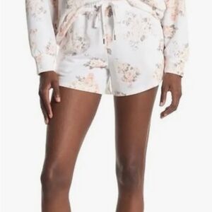 Gibsonlook  Terry Knit Floral Print Shorts In Faded Blush Print Size L-NWT